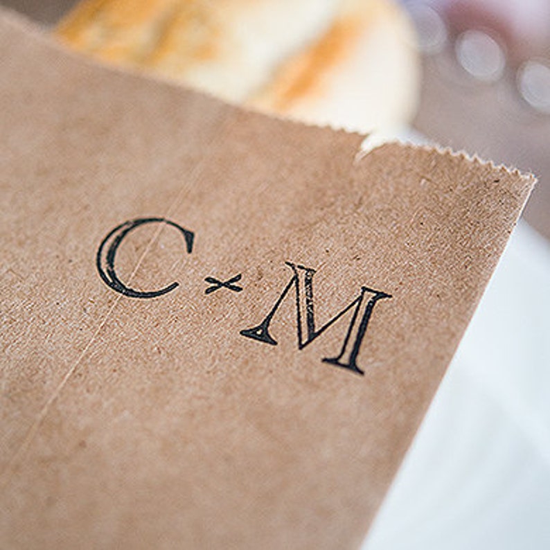 Seed Favor Stamp Custom Wedding Stationery Stamp Save the Date Stamp Wedding Favor Stamp Item 1230 Roman Letter Monogram Rubber Stamp