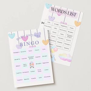 Juego de bingo para baby shower: 15 tarjetas personalizables + lista de palabras (PDF imprimible)