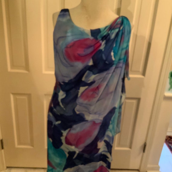 1960s luscious watery abstract print sleeveless m… - image 2