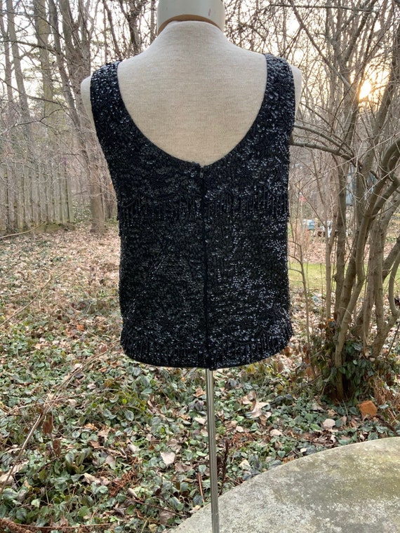 Gia Ninno black sequin designer top from the 60s:… - image 2