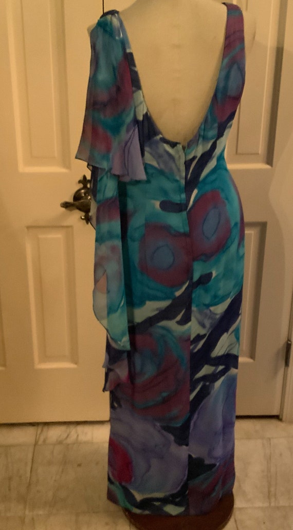 1960s luscious watery abstract print sleeveless m… - image 3