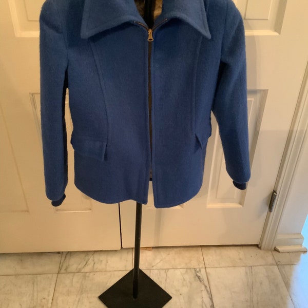 Blue wool jacket from the 1990s is a cozy classic.