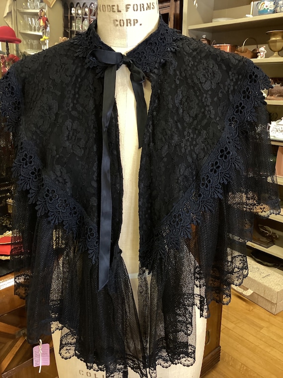 Elsie Massey steampunk black lace collar/shawl