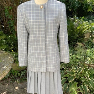 Soft grey windowpane check suit from the 90s