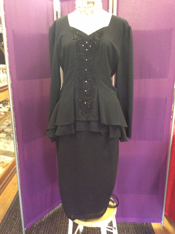 40s styled black peplum dress by Ursula of Switzer