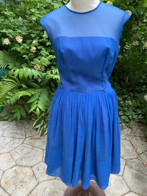 Royal blue chiffon dress from the 60s - image 1
