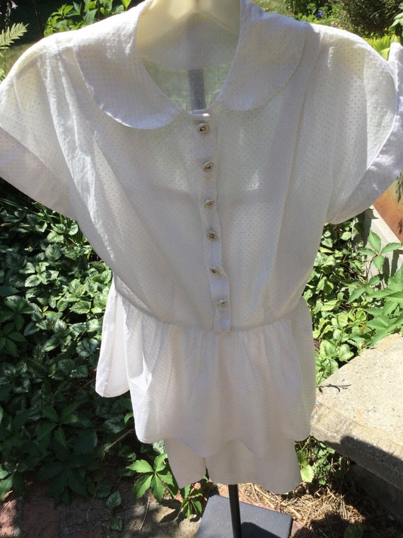 White dotted-swiss cotton dress (?) from the late… - image 2
