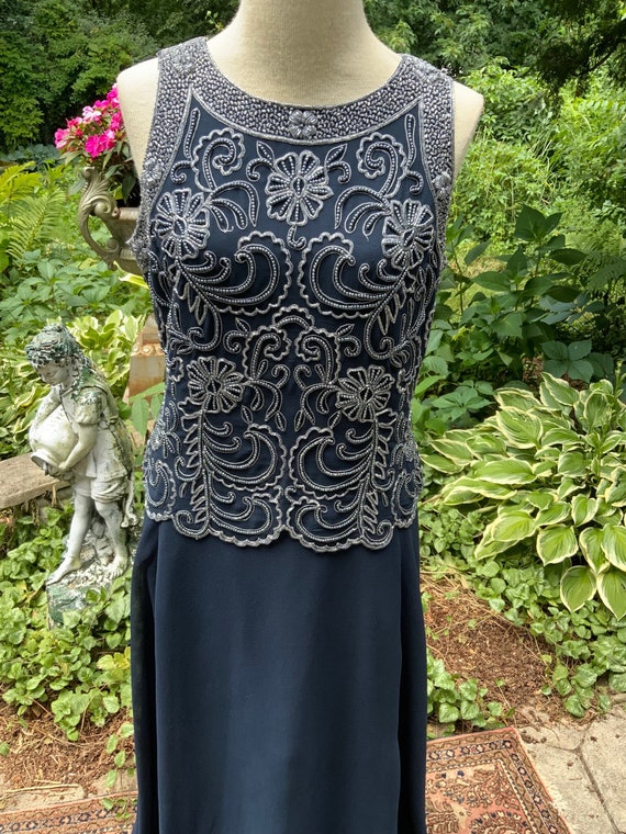 Beaded navy crepe formal by JKARA - image 1