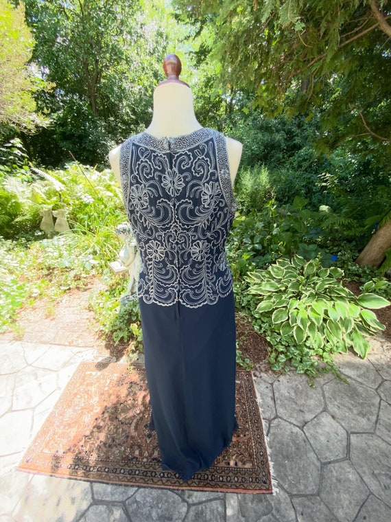 Beaded navy crepe formal by JKARA - image 6