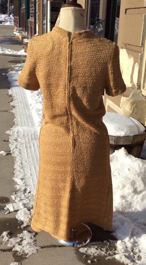 Groovy gold knit dress from the 60s - image 3
