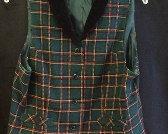 Green Plaid Vest - Etsy