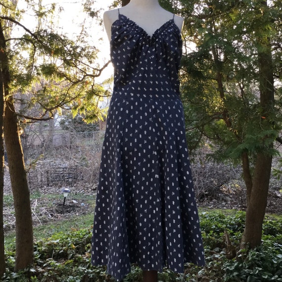 1950’S Navy Blue & White Sundress