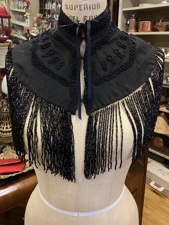 Black beaded Victorian capelet/collar with beaded 