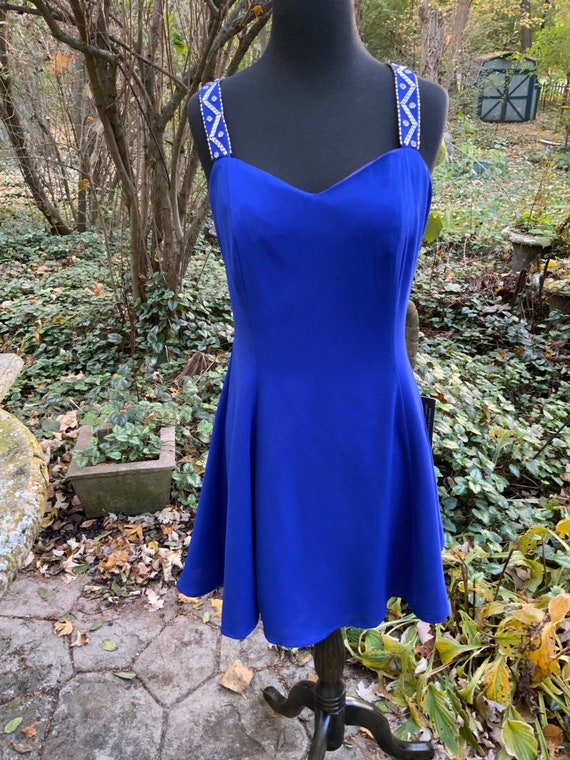 Cobalt blue 1990s petite cocktail dress---new with