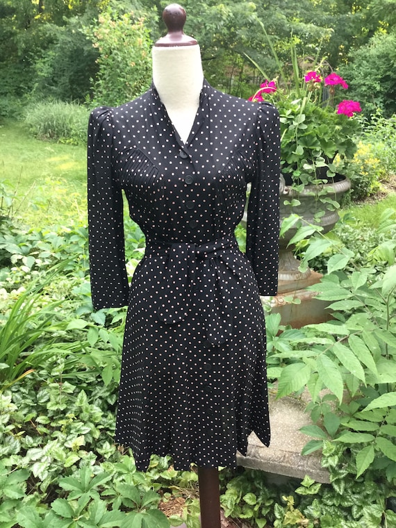 1940’S Black and Pink Crepe Dress