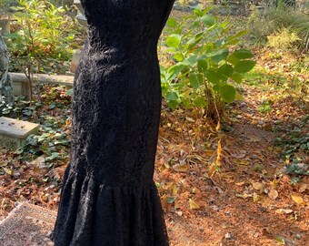 1980er schwarze Spitze von der Schulter meerjungfrau formal---fit und FLARE!