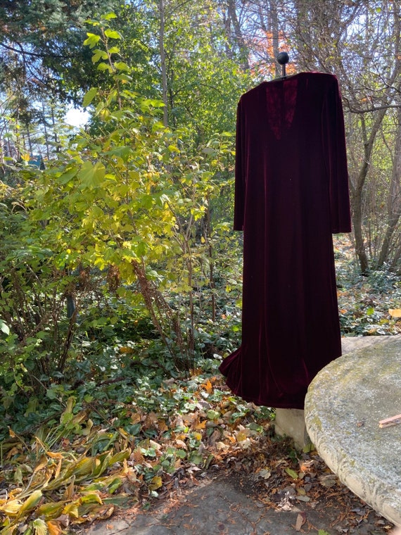 Cranberry velour maxi dress and coat by Mica are … - image 3