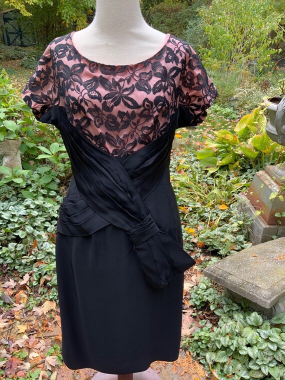 Black and pink 50s little black dress