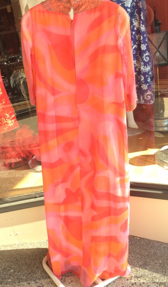 Knock knock: it's the 70's!  Mod full-length gown… - image 2