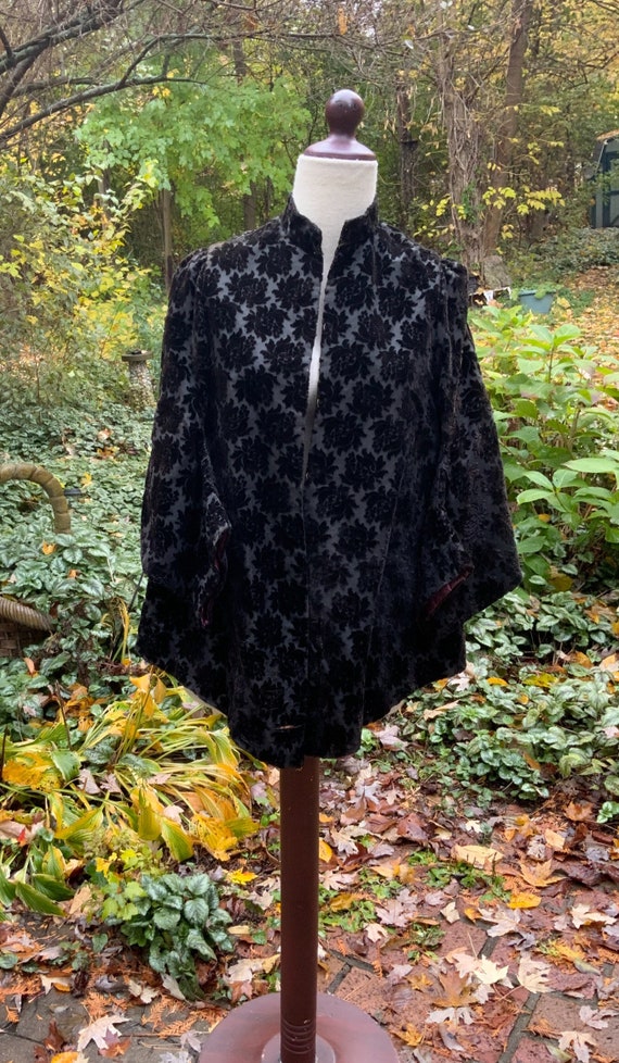 Sculpted velvet Victorian cape