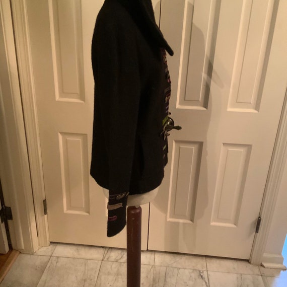 Black wool asymmetrical jacket has character - image 2