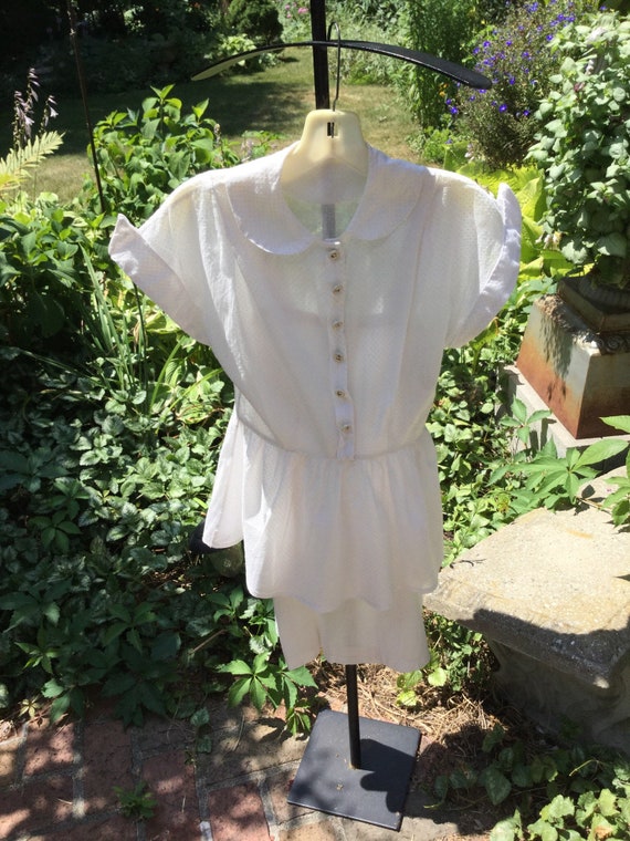 White dotted-swiss cotton dress (?) from the late… - image 1