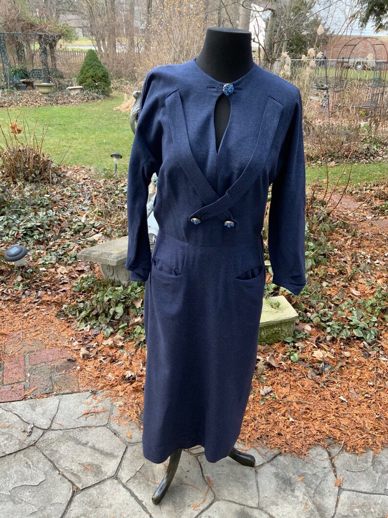 Signed Eisenberg Original 1930s suit in blue heather