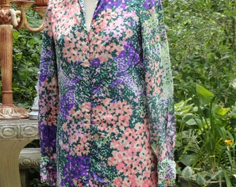 Vintage1970&quot;s  Purple, Pink White & Green With Sequins