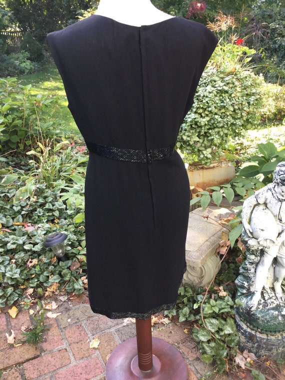 1960s little black cocktail dress with bugle beads wi… Gem