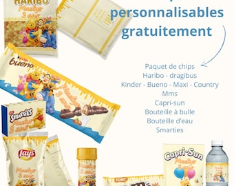 Pack of 10 Winnie the Pooh Birthday Templates - Kinder, M&M's, Haribo, Capri Sun, Bottle Packaging - Editable Canva and Printable