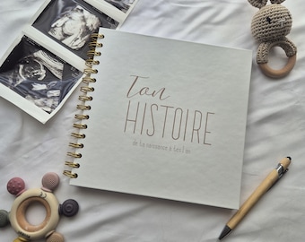 Libro de recuerdos para bebés (nacimiento y primer año) – Diario de 90 páginas con sobres para guardar recuerdos – Regalo ideal para baby shower