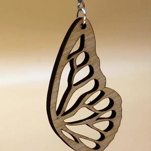 Precious wood earrings, butterfly wing shape, hanging earrings, German production, European material