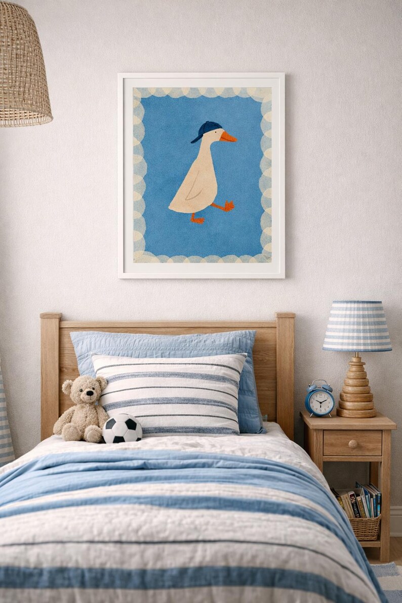 Goose Nursery Wall Art Printable – Cute Animal Kids Room Decor – Blue ...