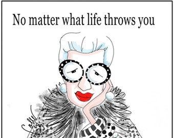 New Iris Apfel Inspired funny birthday card, Iris Apfel inspired art, Iris Apfel accessory humor, funny women birthday card