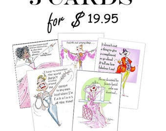 FIVE card bundle - A fab' deal for having cards handy! Greeting card bundle