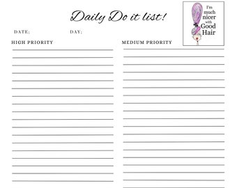 NEW! Planner Page, Nicer with Good Hair instant downloadable fabulous planner page, fab to do list,