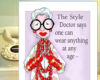 Iris Apfel Inspired Funny Assets Birthday Card for Friend, Funny Woman Birthday Card, Women Humor cards, Accessory Quote, Fabulous Birthday