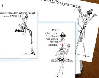 21 Tiff Annie  personal note cards! 3 different designs on 21 3x5 index heavy weight  cards fab' for personal notes to self or friends