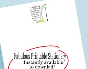 Printable shoe art, Printable shoe stationary, Shoe Note paper, Printable Fashion Stationery, Fabulous Stationery