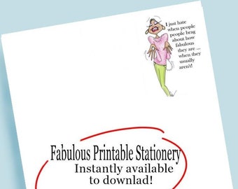 Printable Black woman, African American woman Stationery, Notepaper, fabulous African American woman, Fashion Stationery,  Stationery