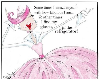 NEW!  NEW! Glasses on head Funny woman birthday card, Birthday cards for women, women humor cards, greeting cards
