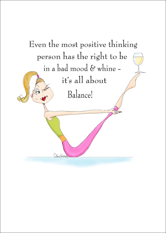 NEW Funny Balance Yoga Card, Yoga Humor, Coping, Friendship, Funny