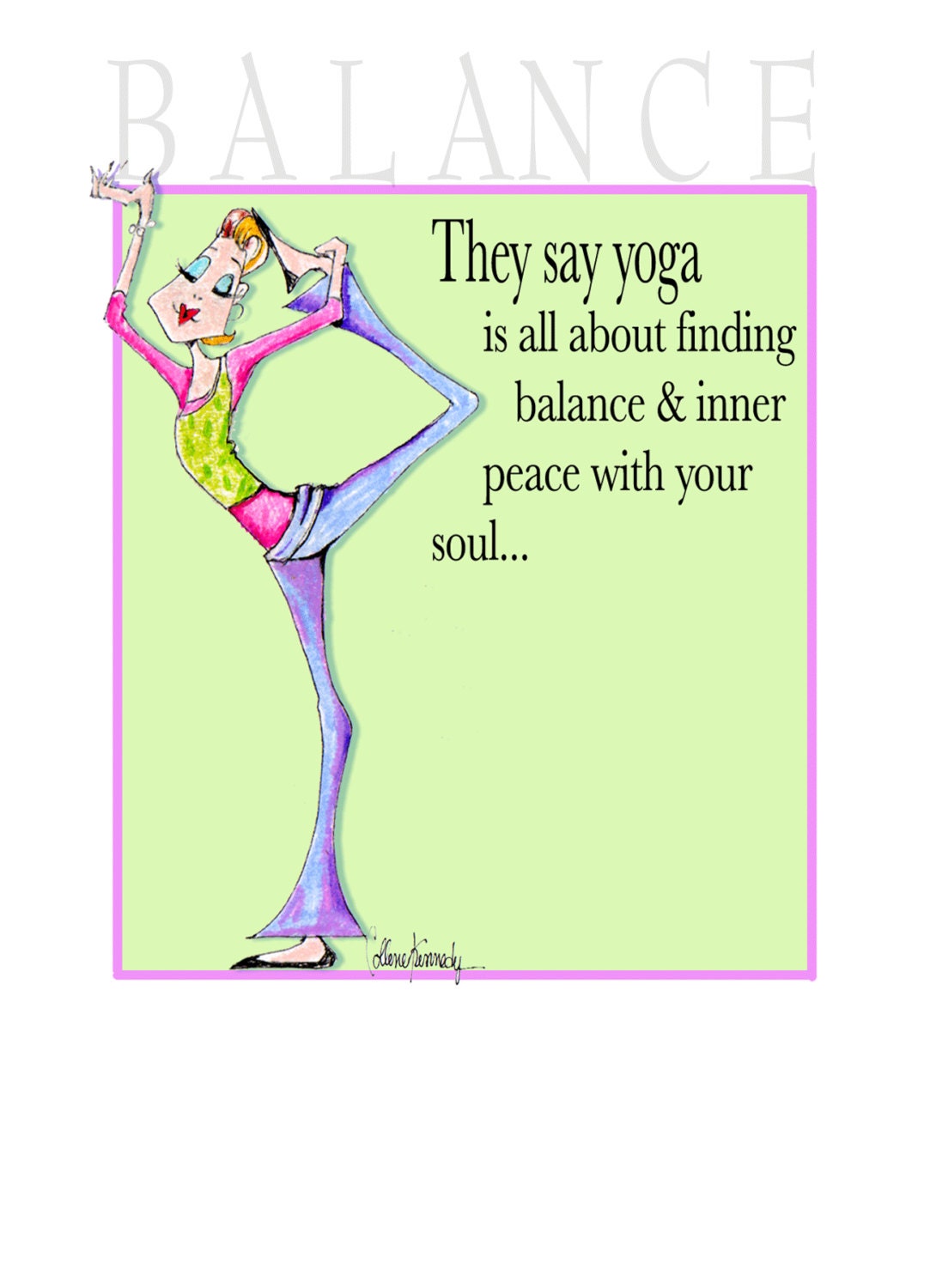 Yoga Balance Birthday Card Funny Yoga Pose Birthday Card Funny