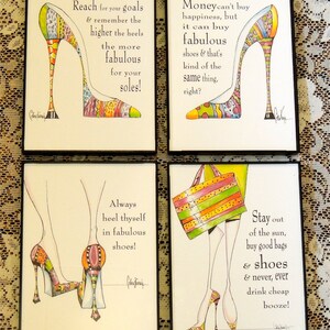 Illustrated high heel shoe print with funny shoe quote image 4