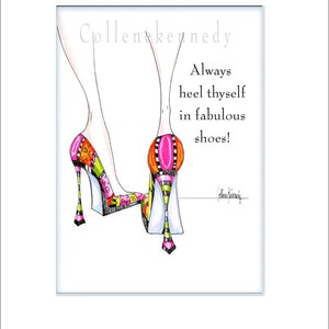 Illustrated high heel shoe print with funny shoe quote image 2