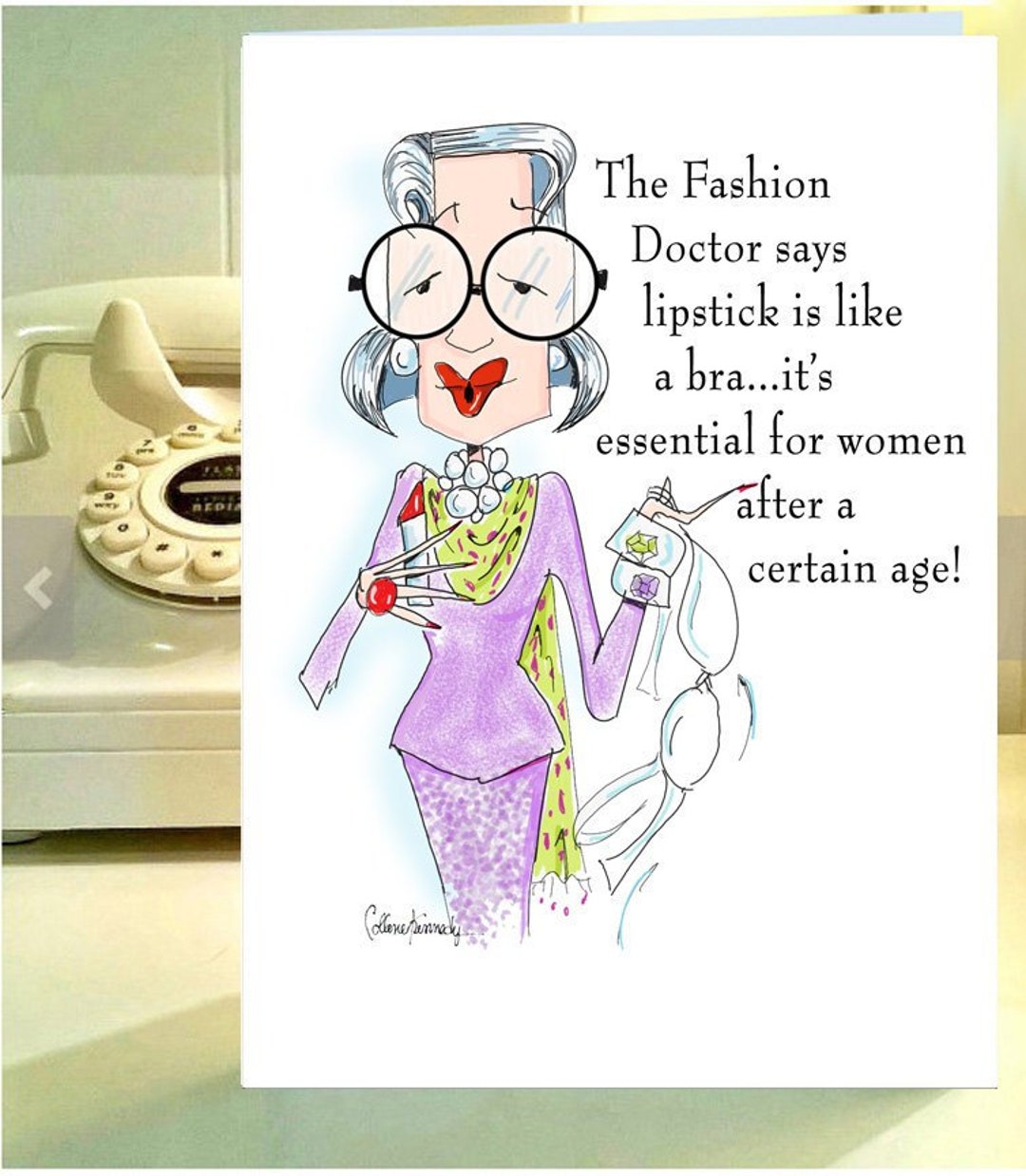 Iris Apfel Funny Woman Humor Card Iris Apfel Card Lipstick - Etsy