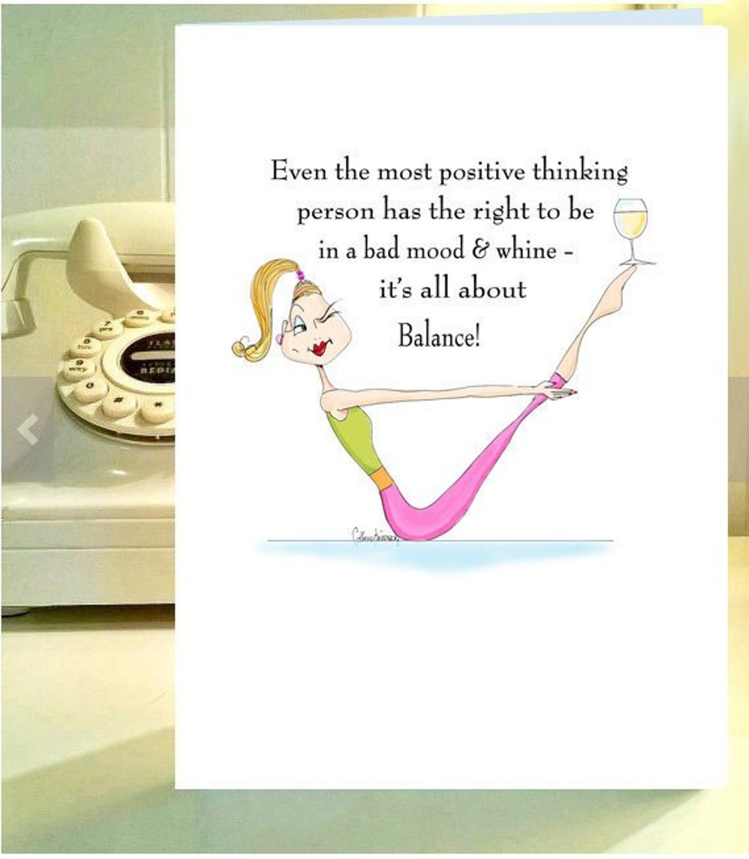 NEW Funny Balance Yoga Card, Yoga Humor, Coping, Friendship, Funny