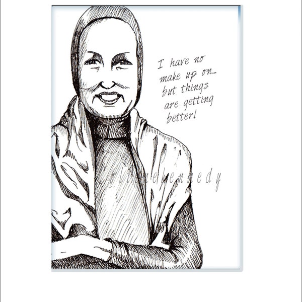An affordable black and white 5 x 7 print of original art of Little Edie Beale