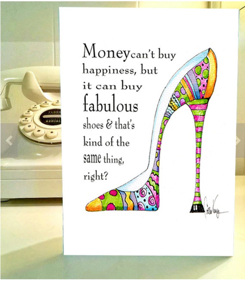 funny birthday cards, Shoes humor, funny shoe birthday, shoe art card, humorous birthday, woman birthday, shoe humor, girlfriend birthday image 1