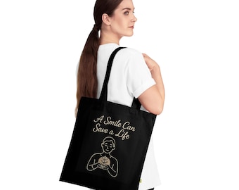 Organic Cotton Tote Bag: Inspirational Quote, Eco-Friendly Shopping